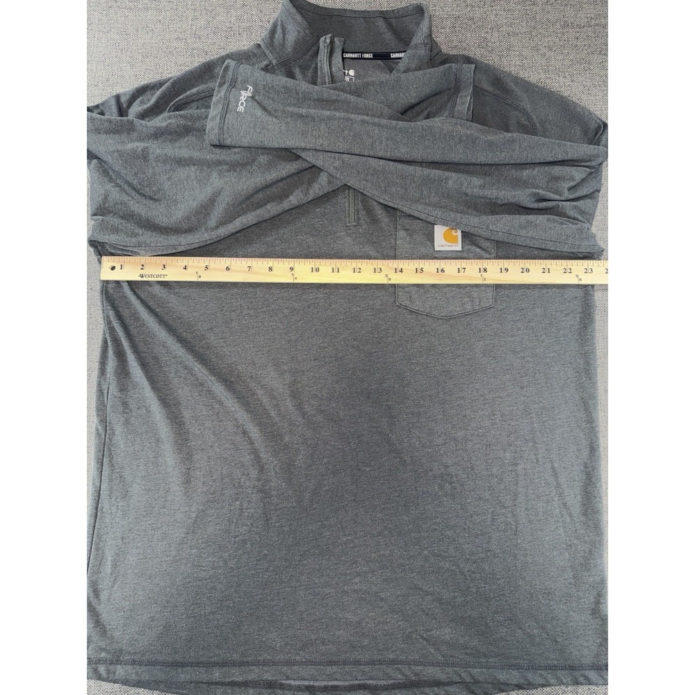 Carhartt Force Men's Large 1/4 Zip Pullover Shirt Gray Relaxed Fit Pocket Logo - Picture 7 of 9